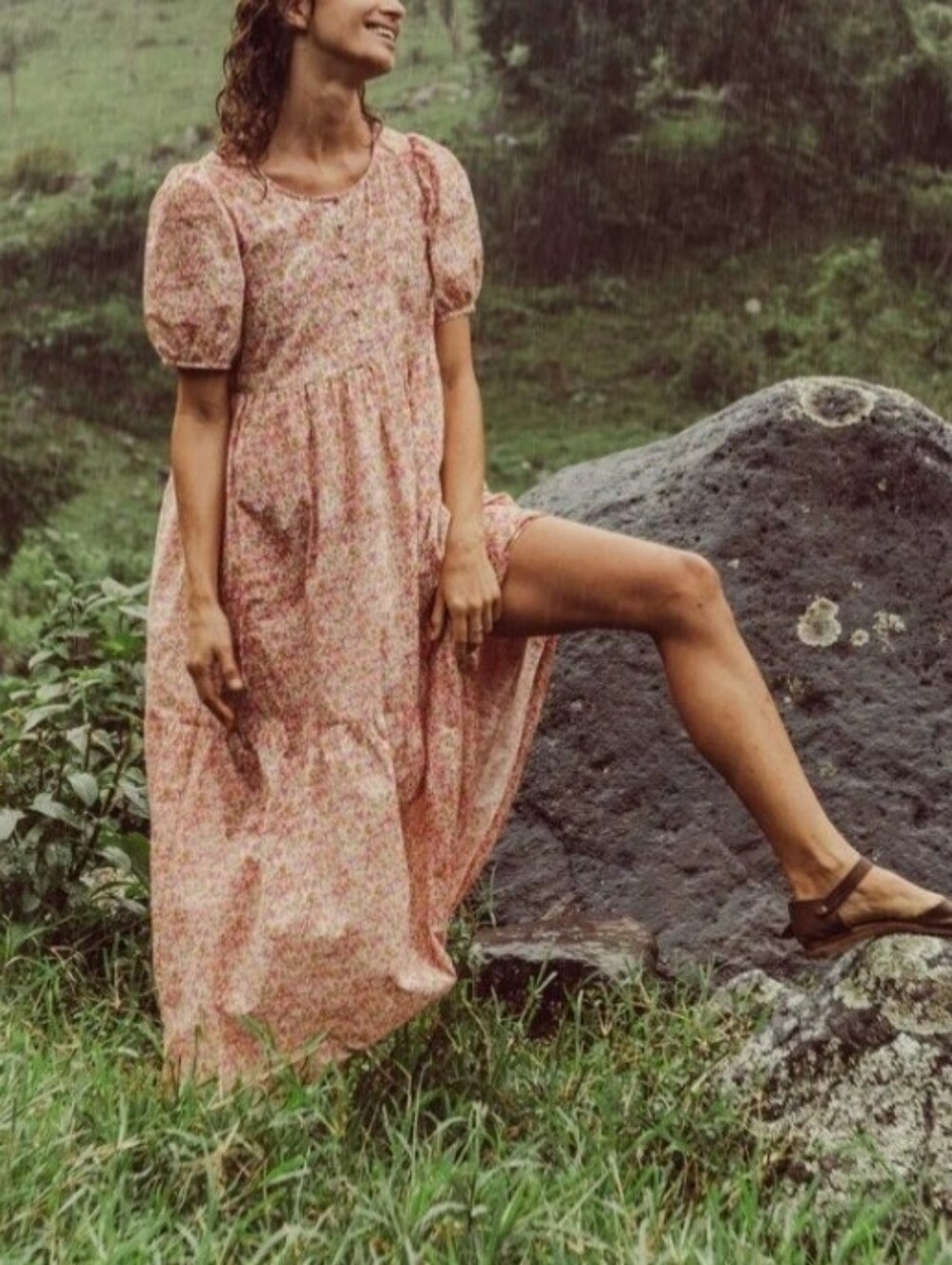 Oak Meadow Kalina Pink Lemon Maxi Dress Limited Edition